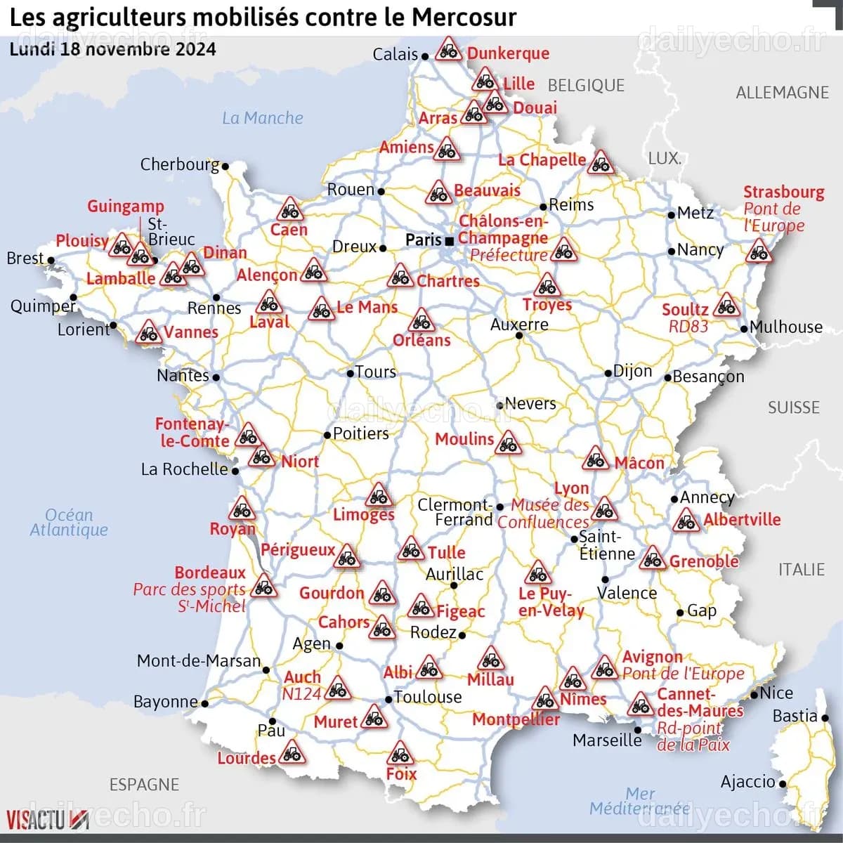 CARTE. Colère des agriculteurs : où sont menées les actions depuis ...